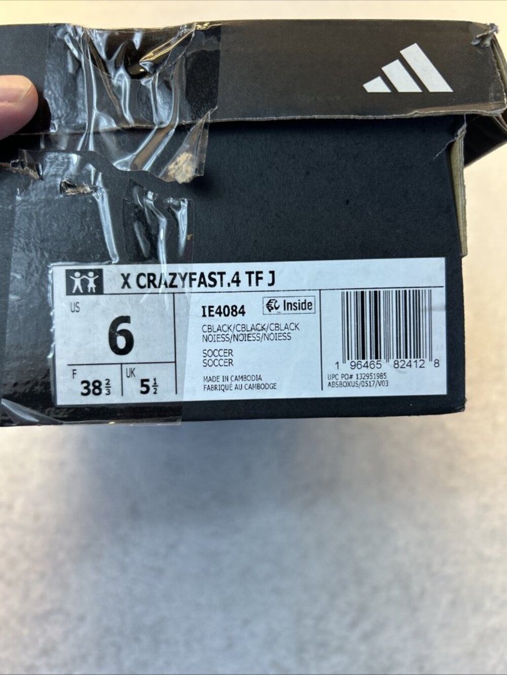 Adidas Kids Size 6 X Crazyfast.4 Turf TF Black Soccer Shoes Cleats NEW in Box - Picture 10 of 10